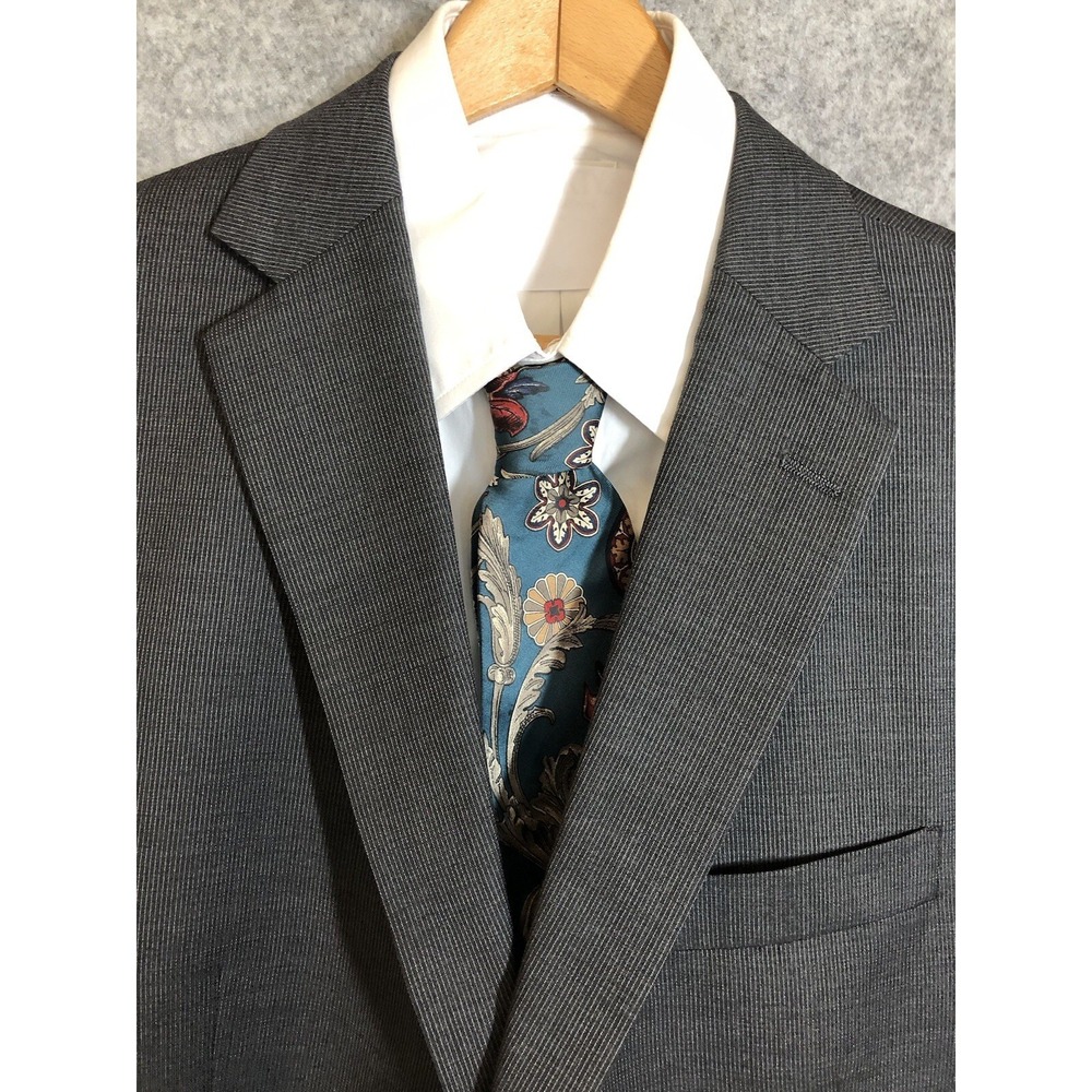 Hart Schaffner Marx Blazer 46R Black Micro Stripe Classic Suit Coat Jacket USA